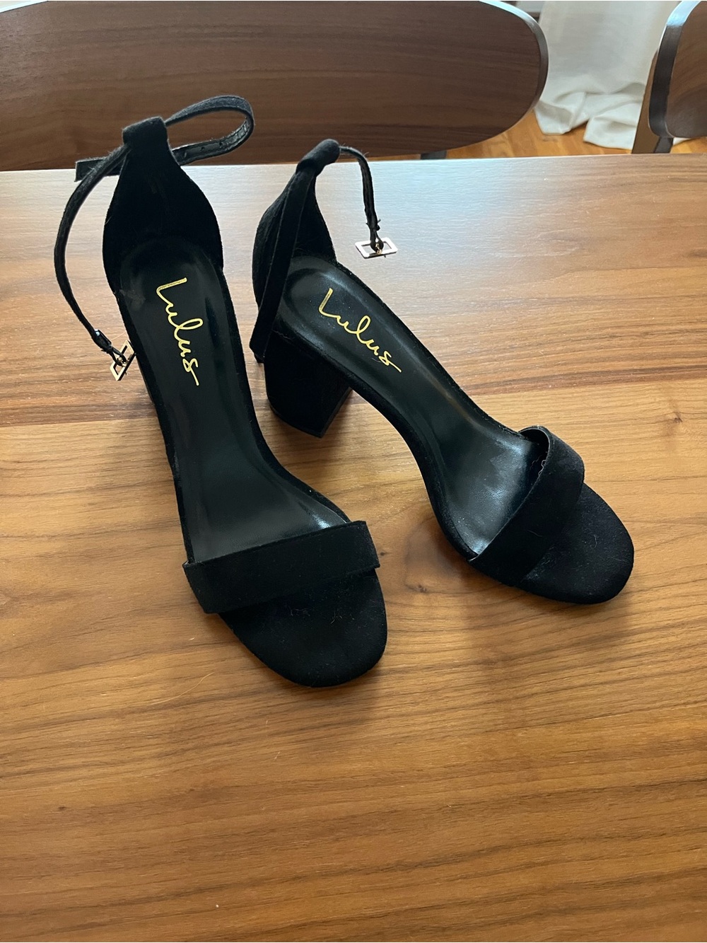 Lulu's Black Suede Ankle-Strap Block Heels